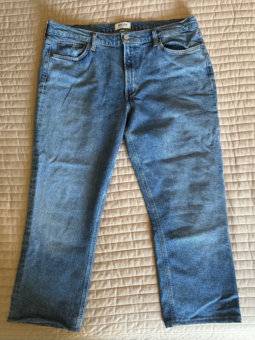 AGOLDE Cropped Blue Denim Jeans